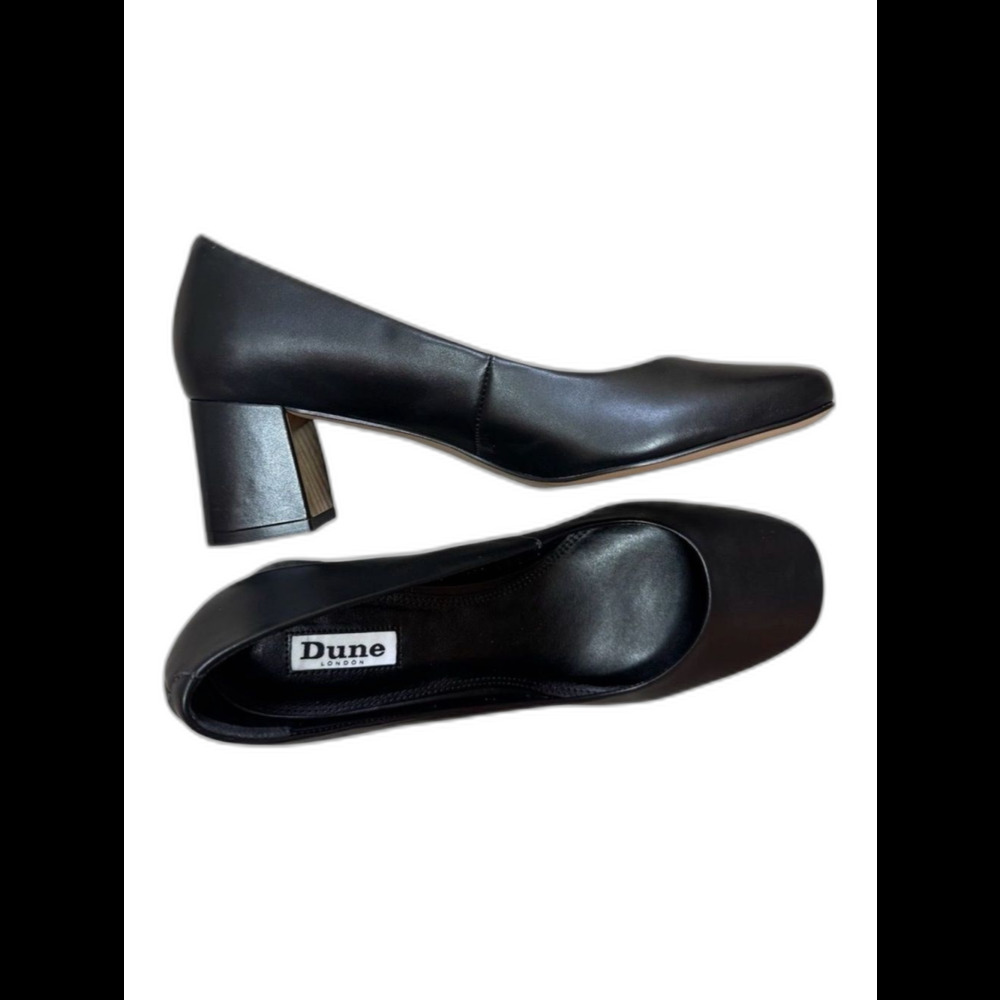 Dune London Assure Court Pump Black Metal Plate Block Heel EU 39 - Picture 2 of 8